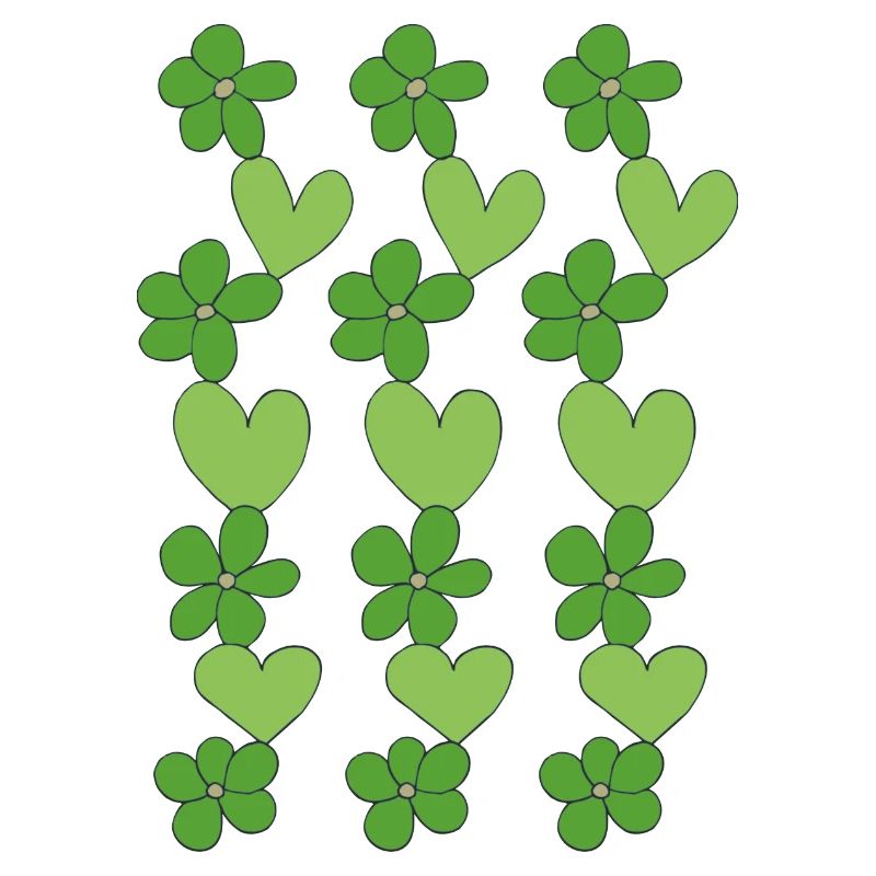 cœurs fleurs vert