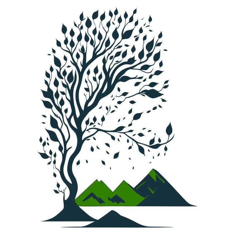 Tree and mountains minimalist