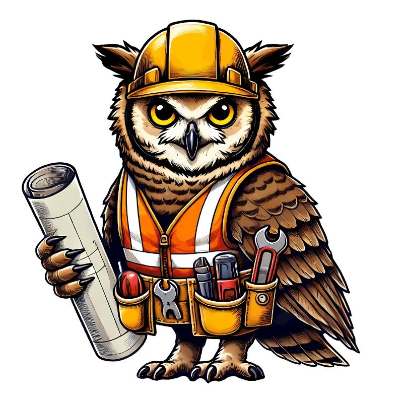 Bauarbeiter-Eule – Clever & Handwerklich!