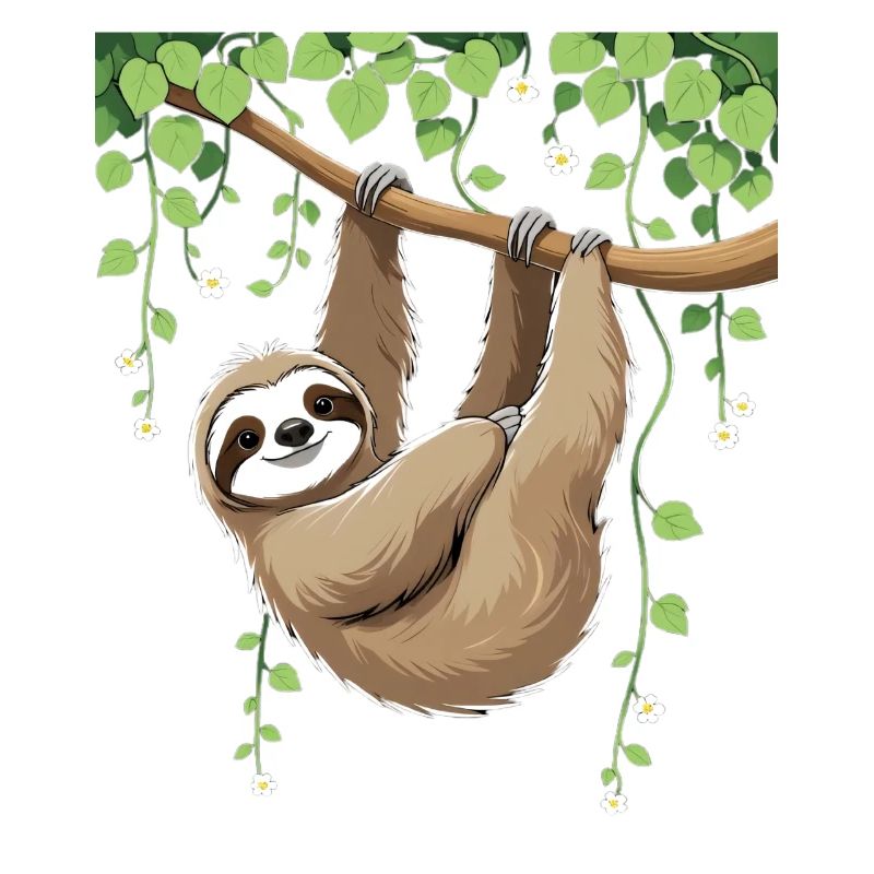 Cute sloth on the tree