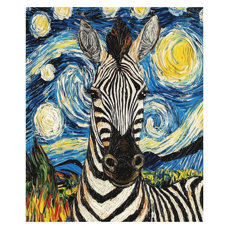 Zebra Van Gogh Style Starry Night