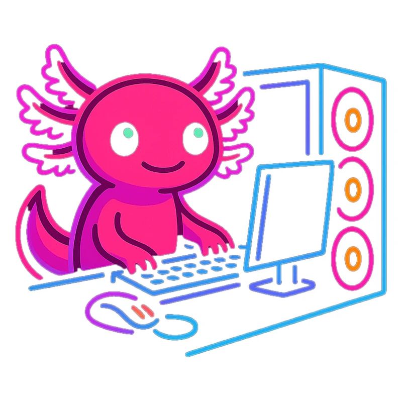 Conception de PC de jeu Axolotl Gamer Style Neon