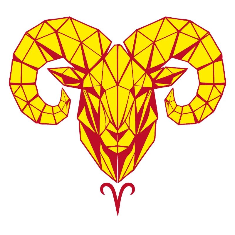 Geometric ram's head yellow red