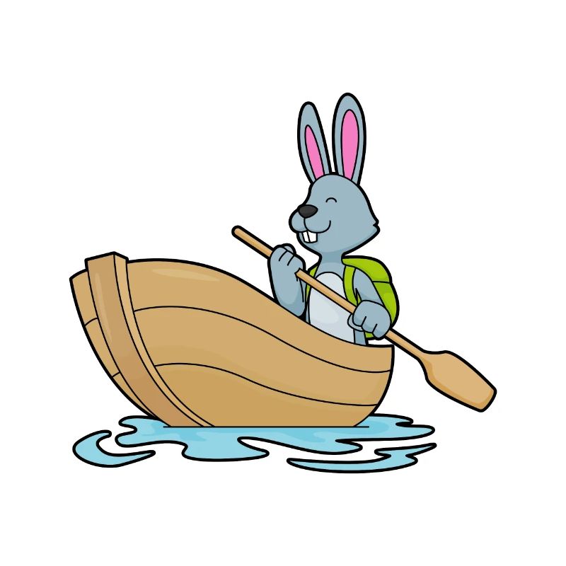 Rabbit with boat & paddle
