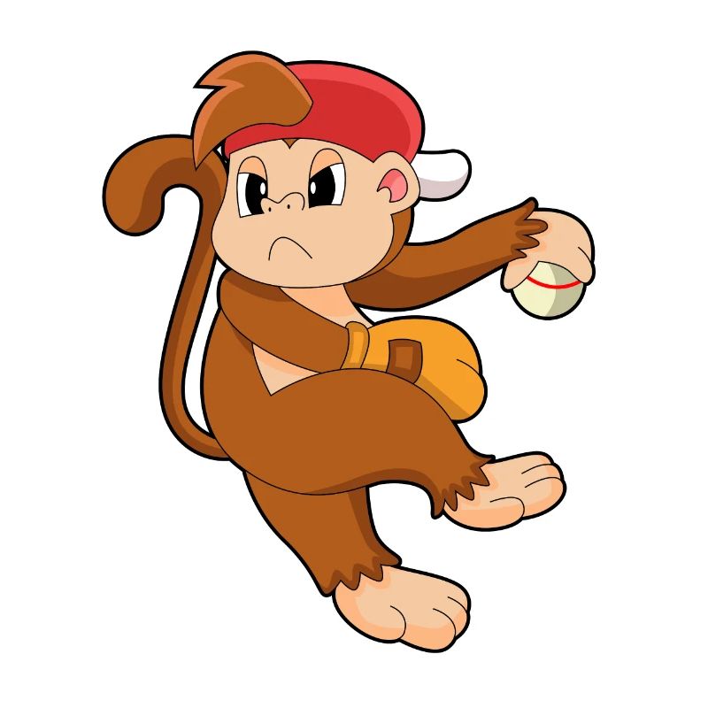 Monkey playing baseball with a baseball glove