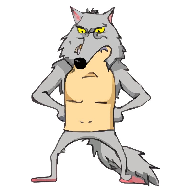 Scherz der verärgerte Wolf