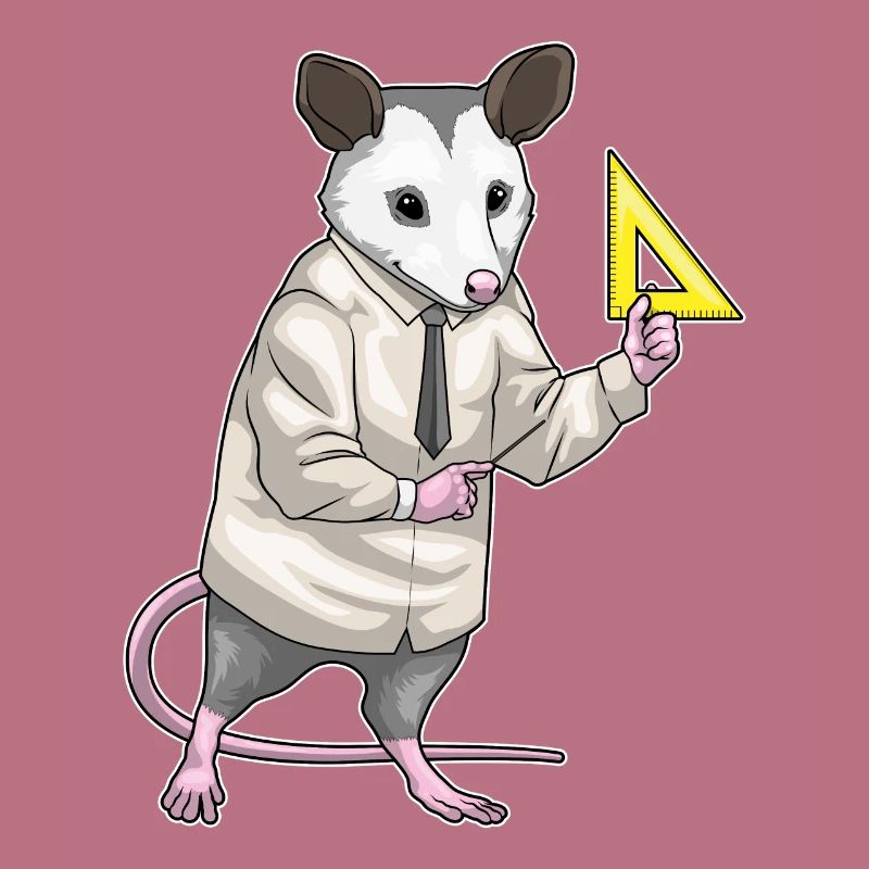 Opossum Teacher Triangle Ruler Math