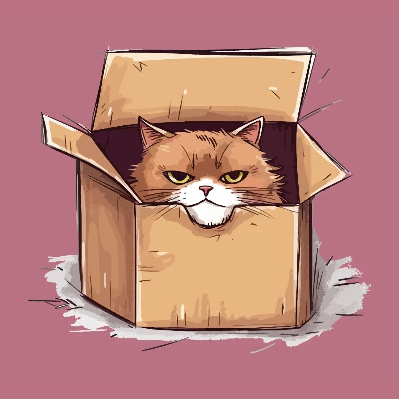 Cat grumpy grumpy grumpy sits in the box