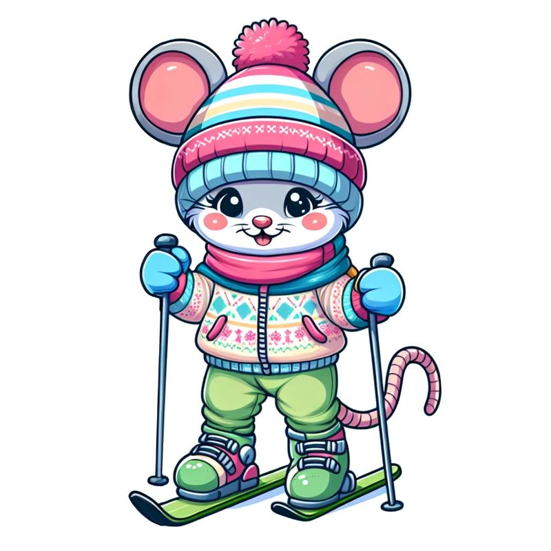 Cute Skier Mouse
