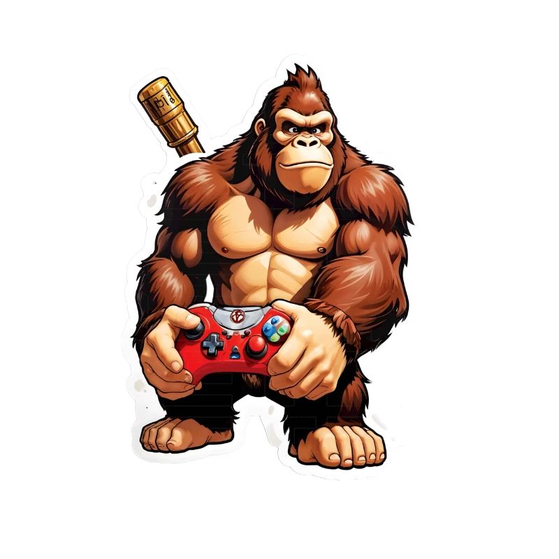 Retro Gamer Gorilla with Controller Console Games