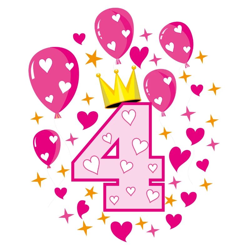 04 4 Geburtstag Mädchen Luftballons Krone Sterne