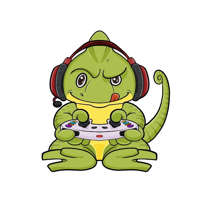 Chameleon With Gaming Controller I Funny Gaming I