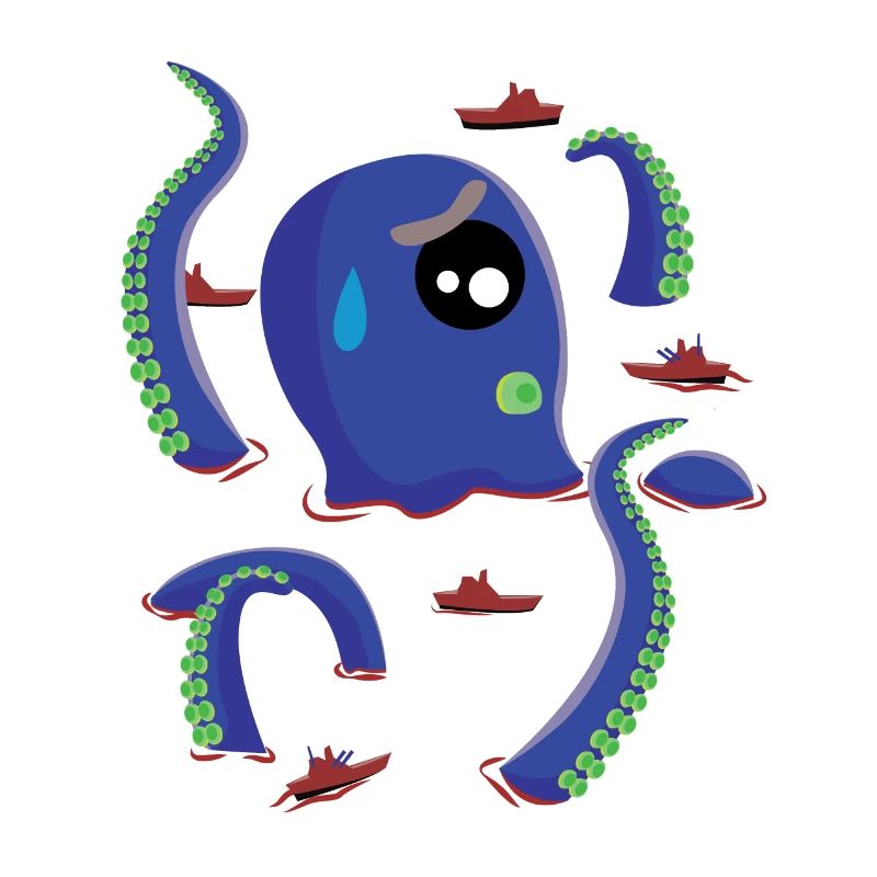 Octopus Octopus fights against ships