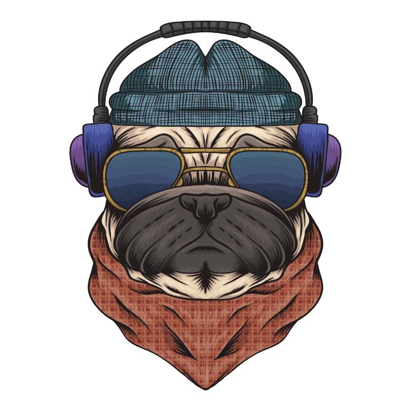 Cooler Mops DJ mit Kopfhörergeschenk für DJs oder Mops