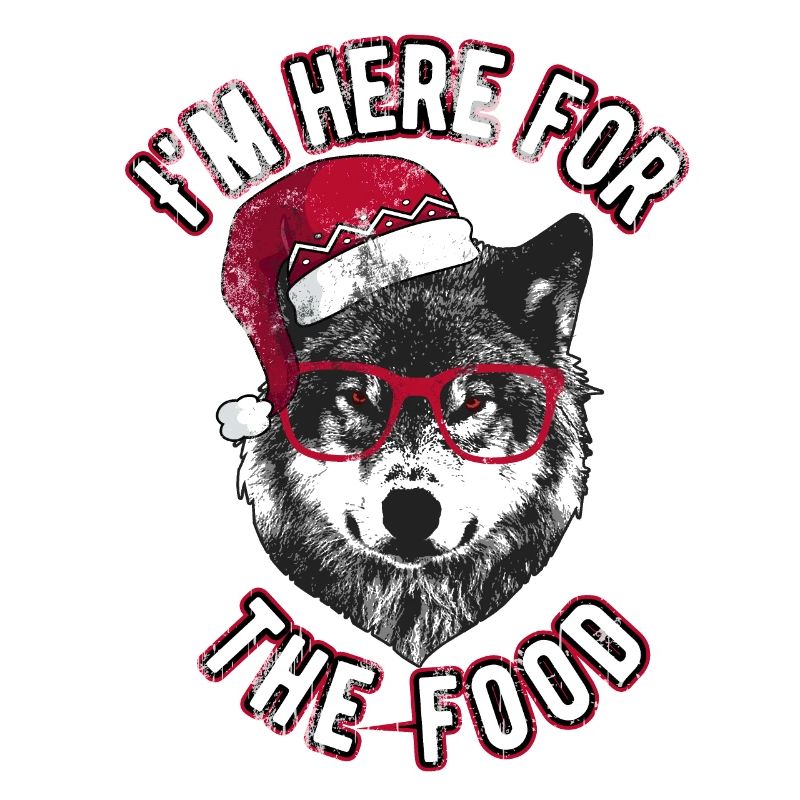 Ich bin wegen des Essens hier - Grumpy Christmas Wolf