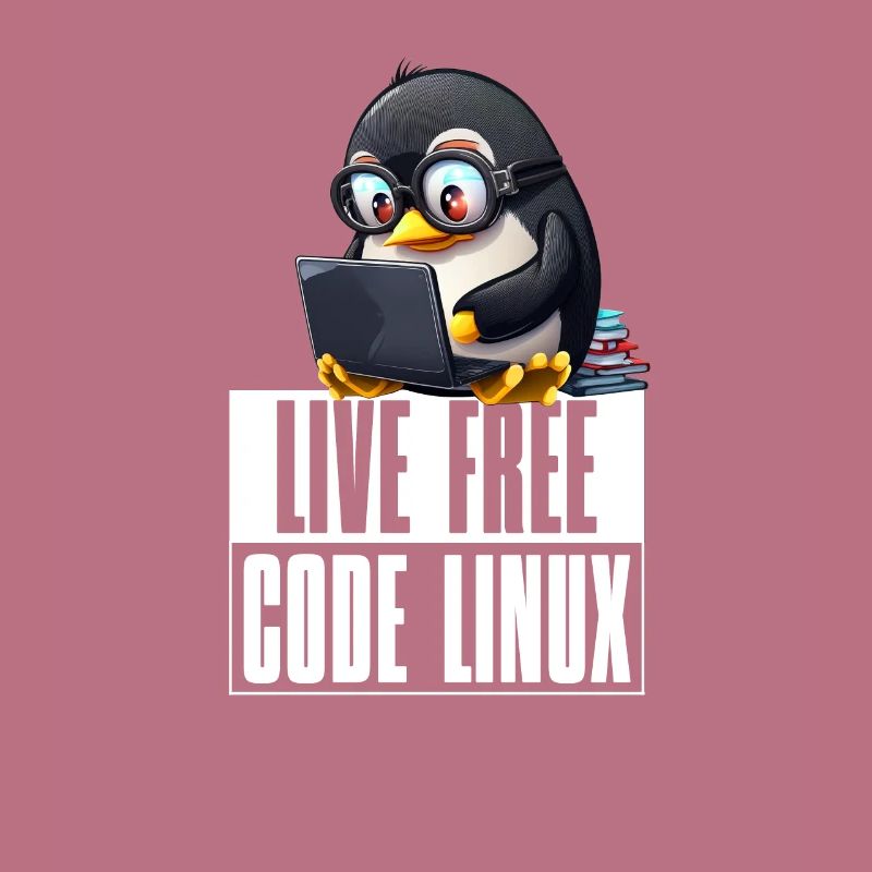 Live Free Code Linux Nerd Tux Nerdy Penguin Coding