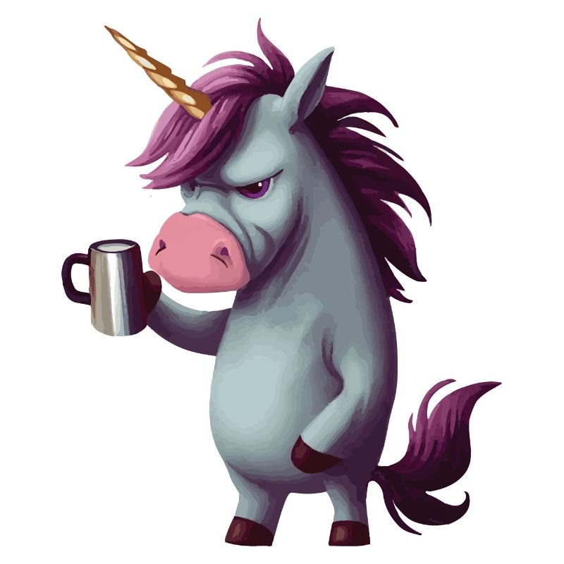 Einhorn mit Kaffeetasse