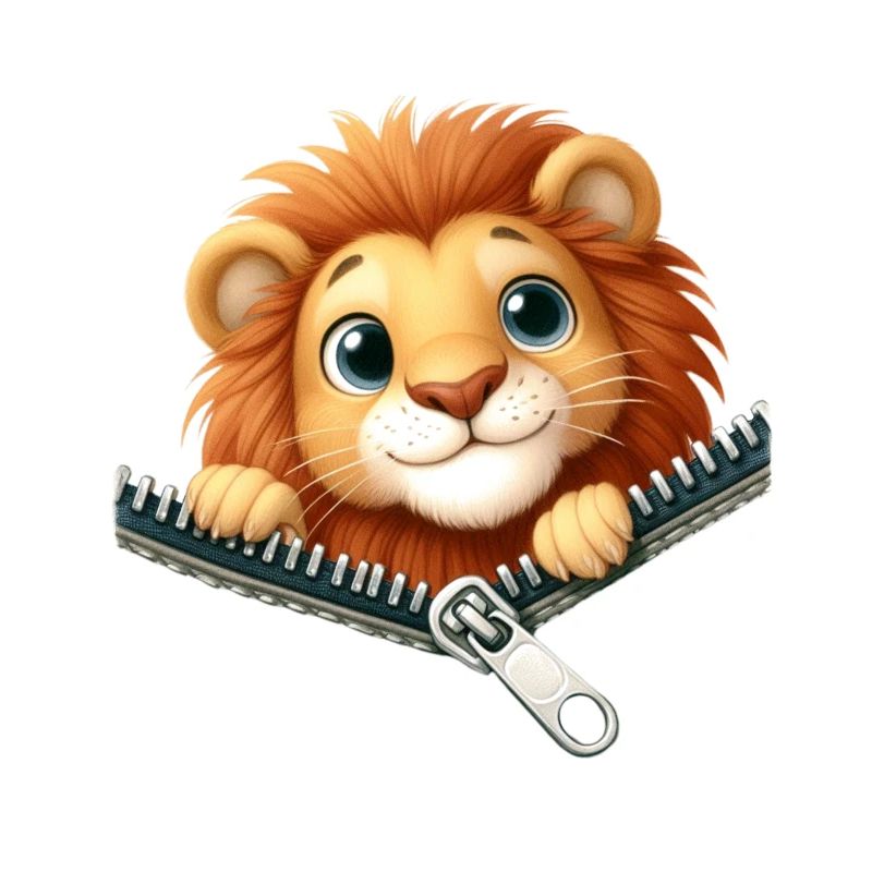 Lion avec fermeture éclair