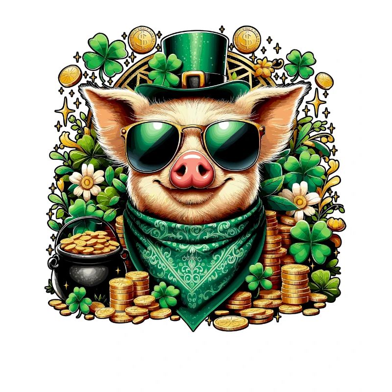 Cochon cool avec trèfle