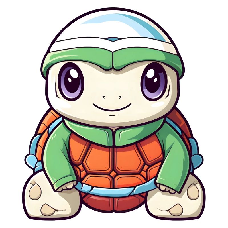 Turtle design green orange with hat