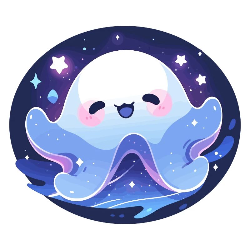 Cute octopus under a starry sky - Octopus