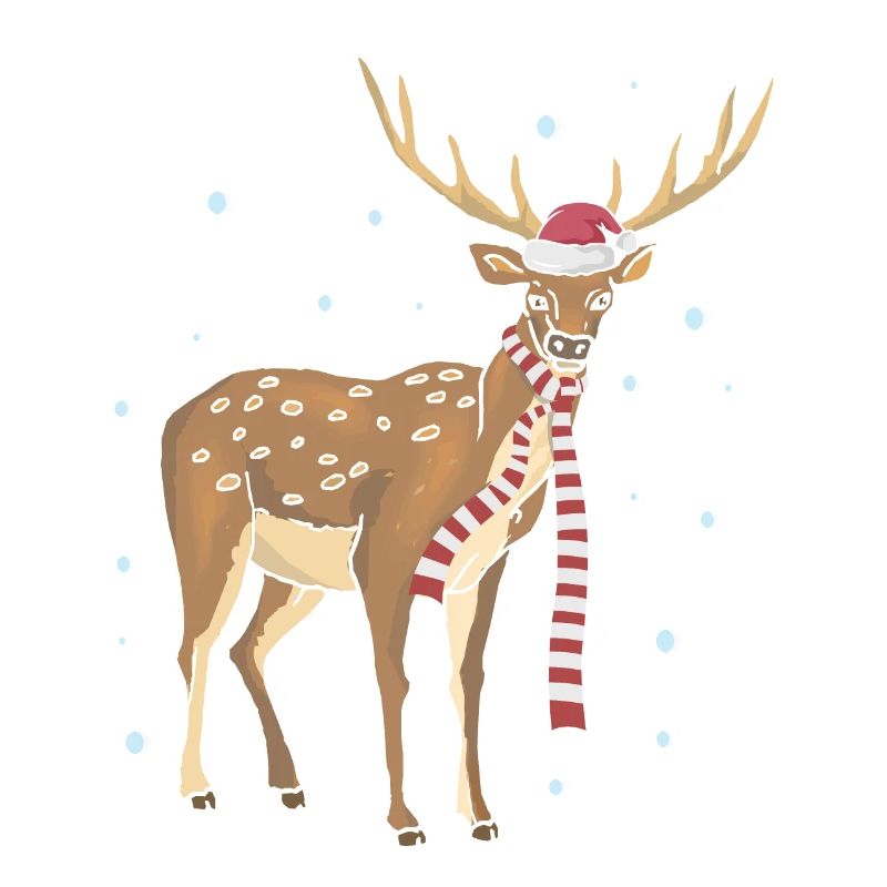 Reindeer snow Christmas present