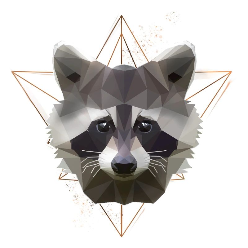 Low Poly Art Waschbär Racoon Cooles Polygon