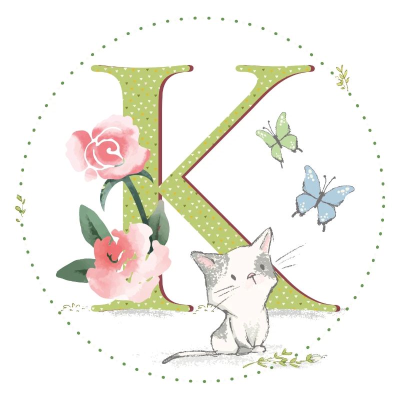 Lettre initiale K avec chat