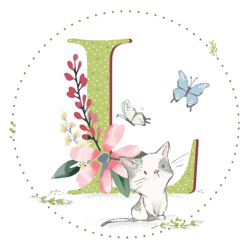 Lettre initiale L avec chat