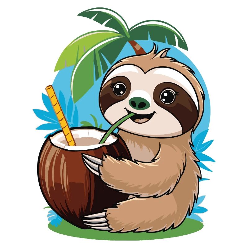 Relaxed Sloth with Coconut – Summer Vibes