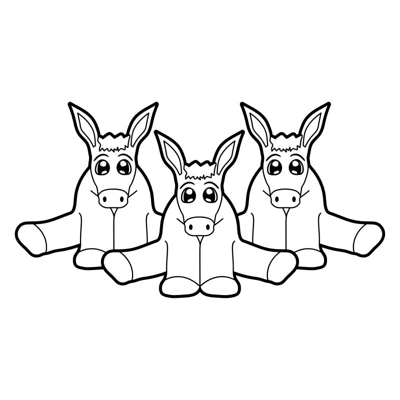 3 amis petit bébé mignon mignon assis âne pf