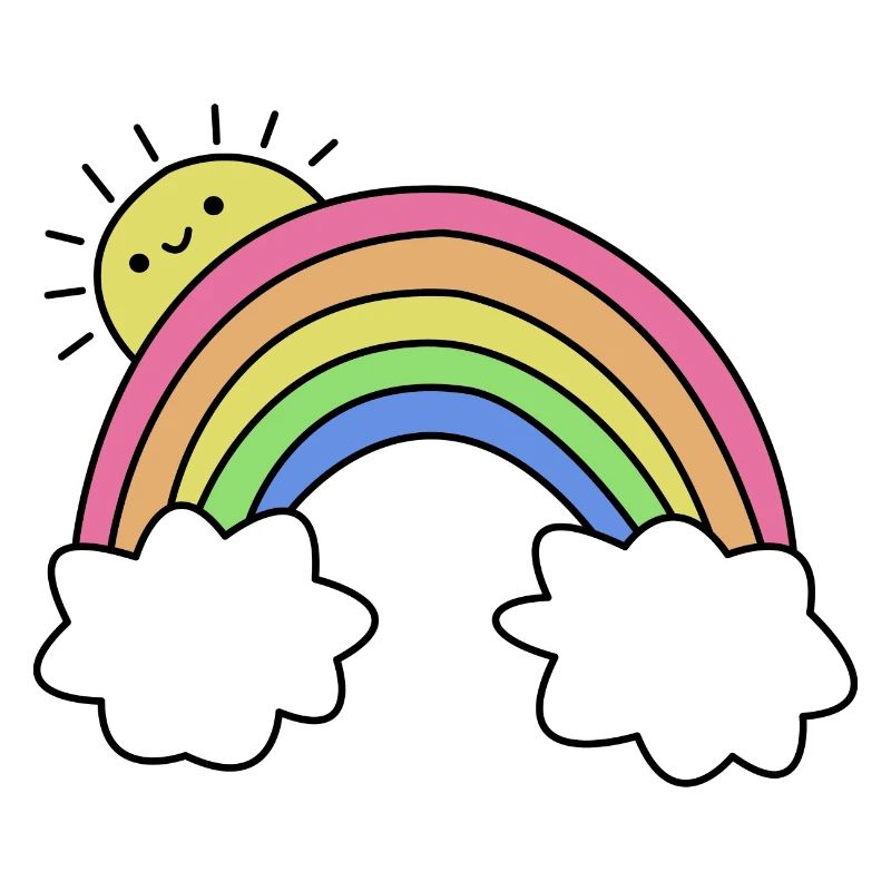 Sun with rainbow and clouds