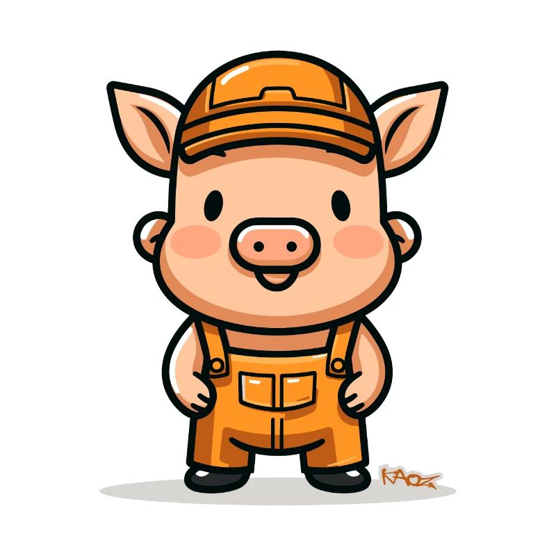 Witziges Bauarbeiter Handwerker Schwein