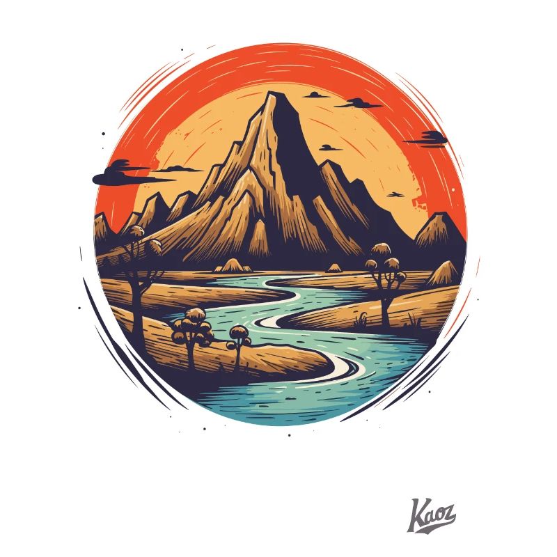 Rugged nature: A mountain and a river