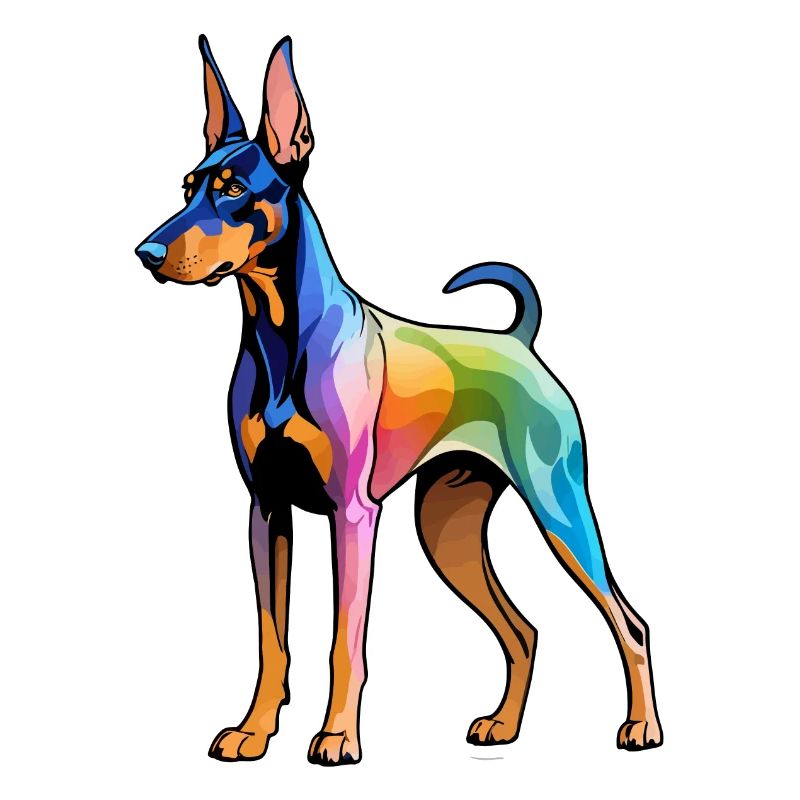 Dobermann Wasserfarben