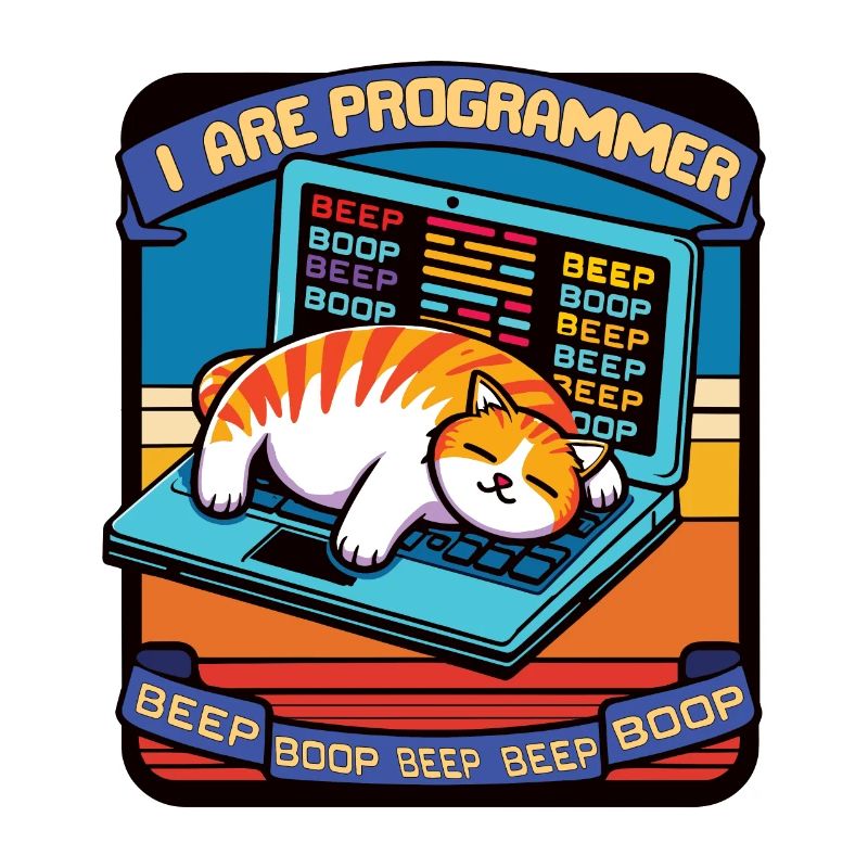 I are programmer, fat sleeping cat