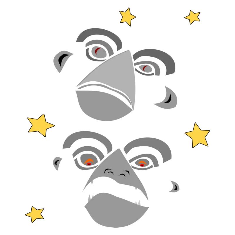 Two monkey faces screaming