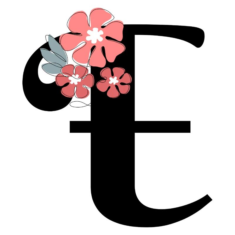 Lettre e fleurs minimalistes