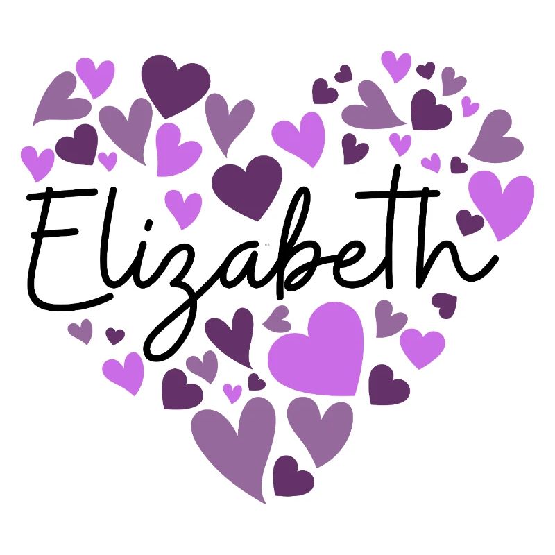 Conception du nom Elizabeth avec Hea violet en forme de cœur