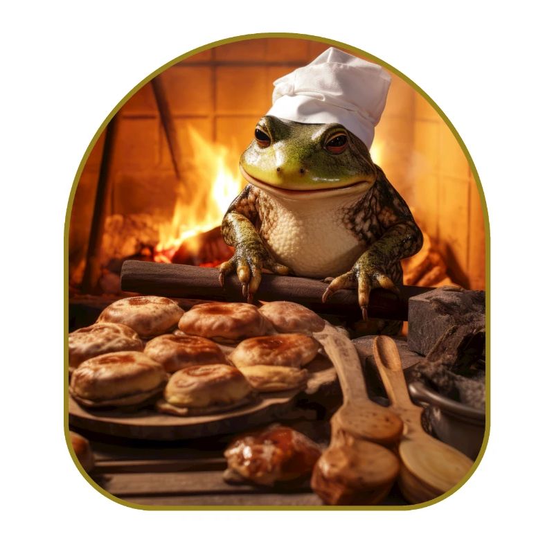 Frog Baking Bread Rustic Oven Cottagecore