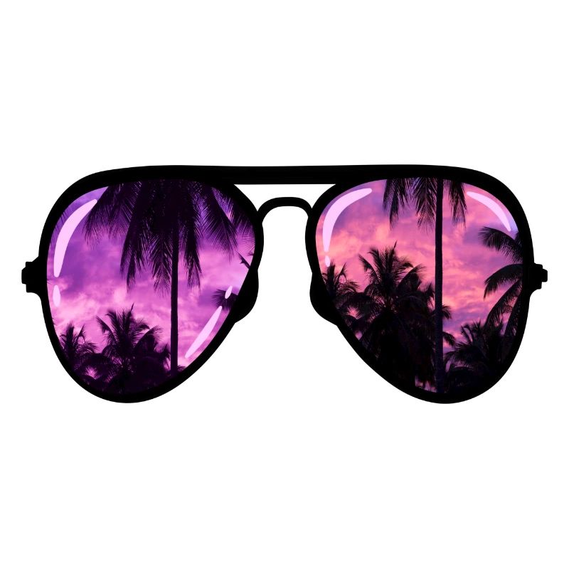 cool sunglasses with palm tree