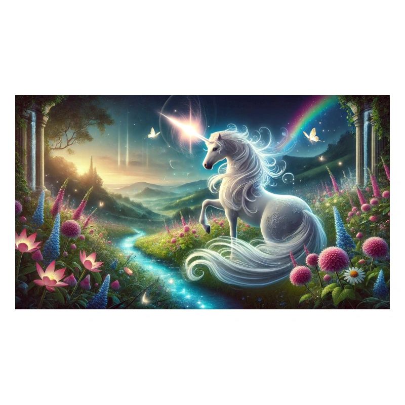 Ein mystisches Einhorn mit leuchtendem Horn