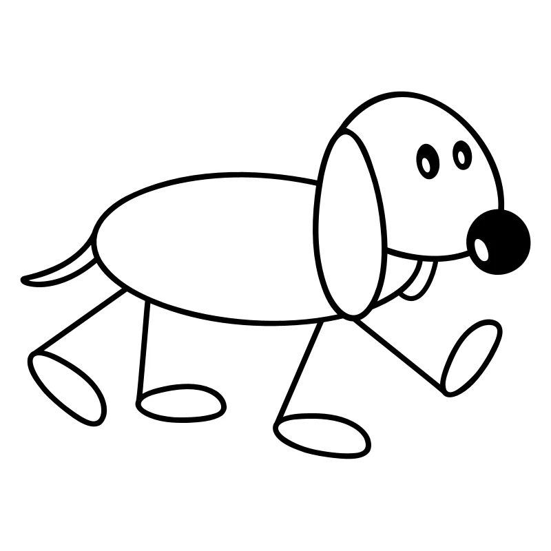 Hund Strichmännchen Geht Süß Läuft Spazieren Comic