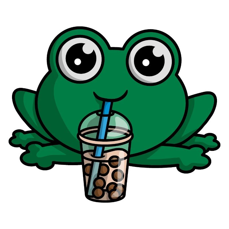 Bubble Boba Tea Drinking Frog Anime Kawaii Toad