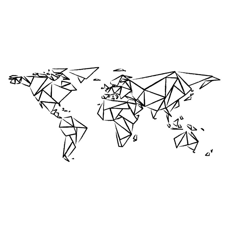 World Map Geometric - World Map Charcoal Drawing