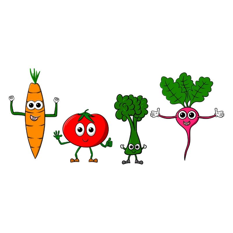 Vegetable figures posing