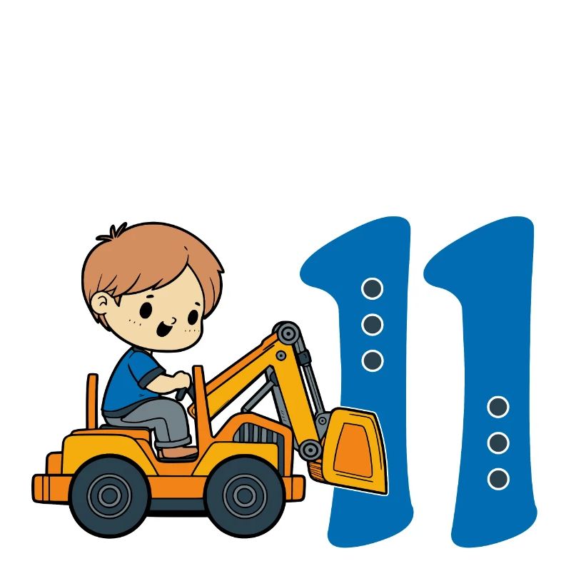 11. Geburtstag Bagger Junge