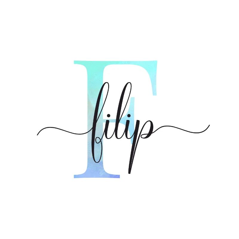 E| Monogram | Name | Filip| Watercolor