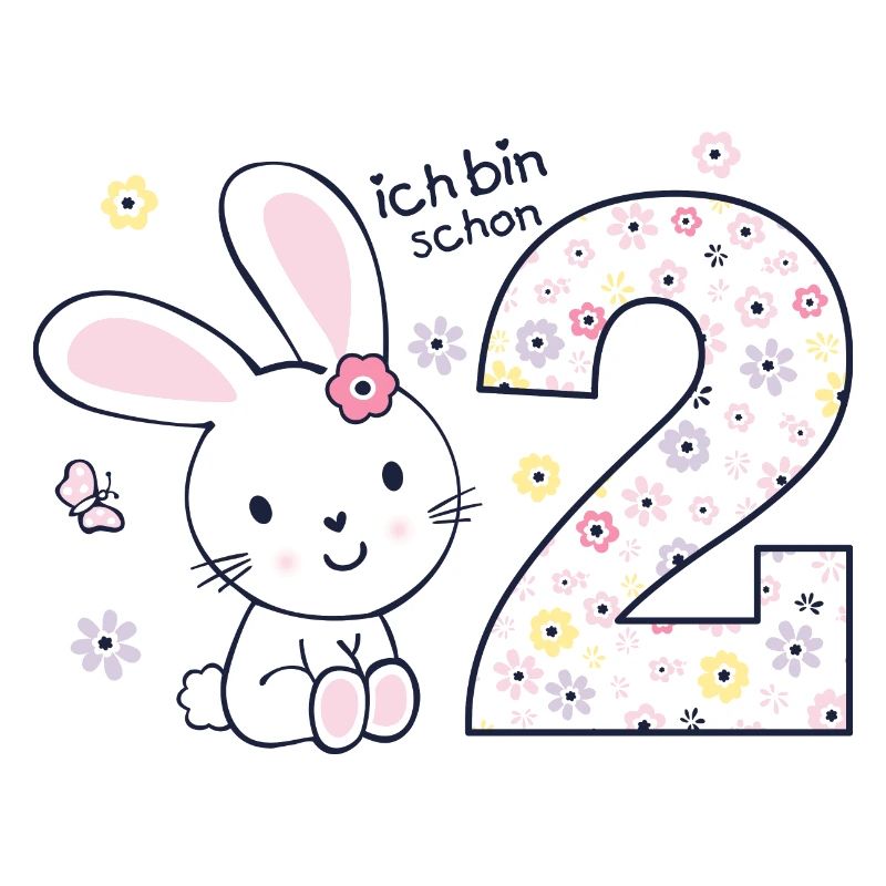 2. Geburtstag niedlicher Hase Mädchen Geschenkidee