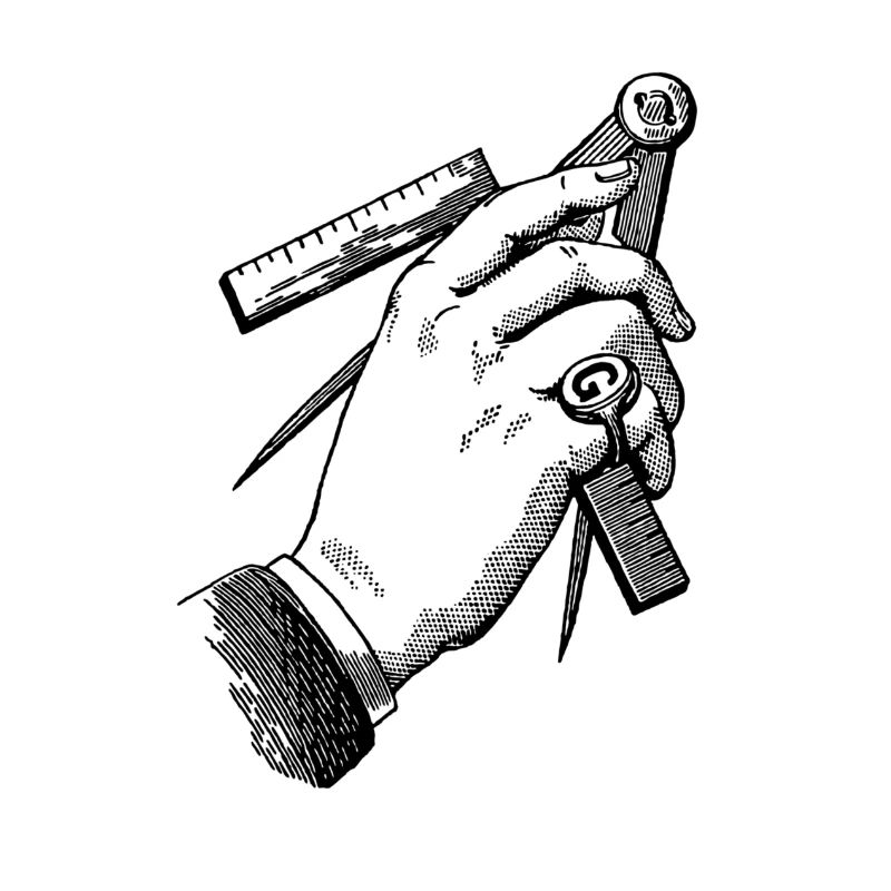 Hand with compass